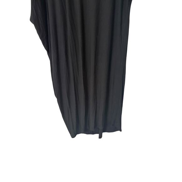 Athleta Women's Asymmetrical Black Modal Dress Large Draped Athleisure Casual - Picture 2 of 5